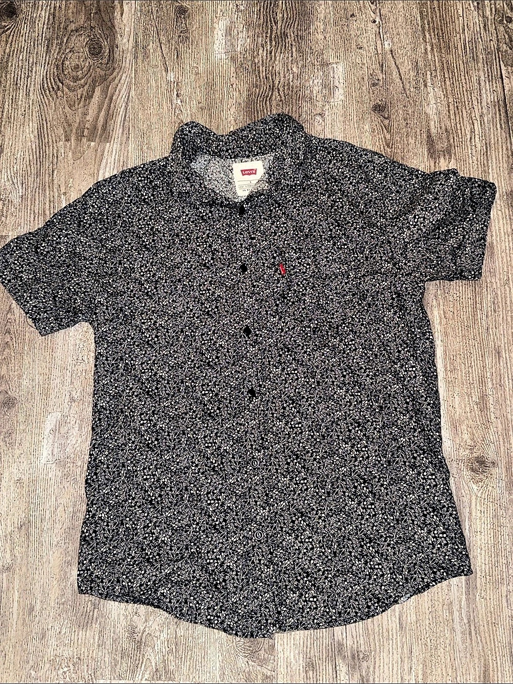Levi'Small Floral Short Sleeve Shirt Black & White Small